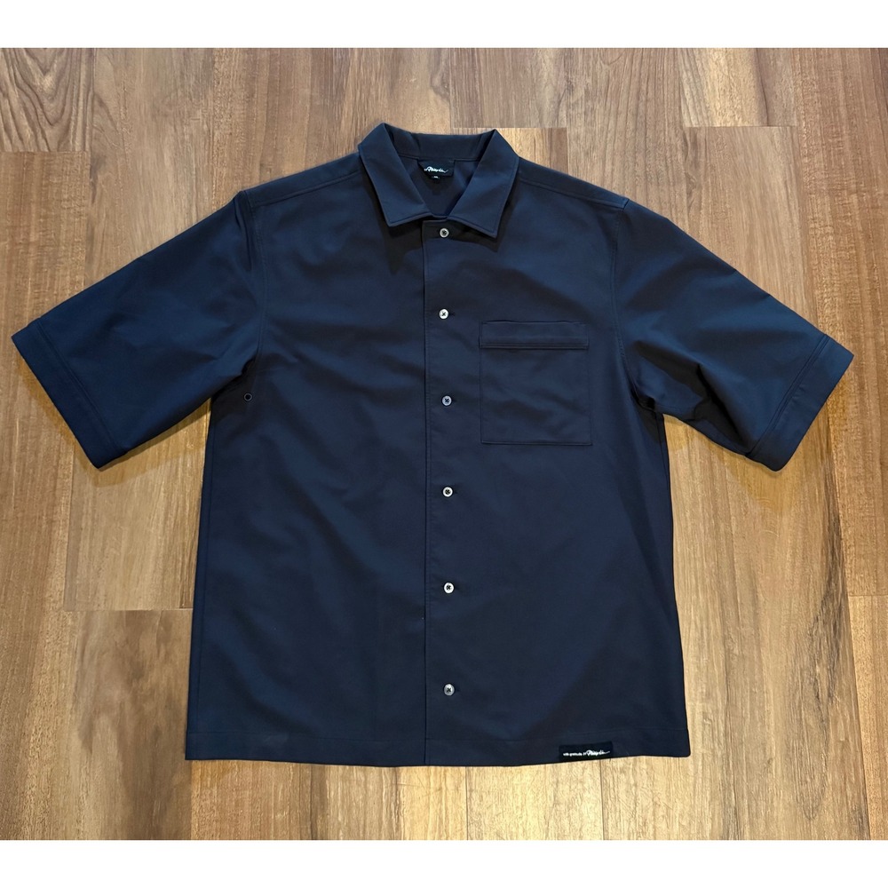 3.1 Phillip Lim Mens Short Sleeve Button Down Cotton Blend Shirt Black Size M